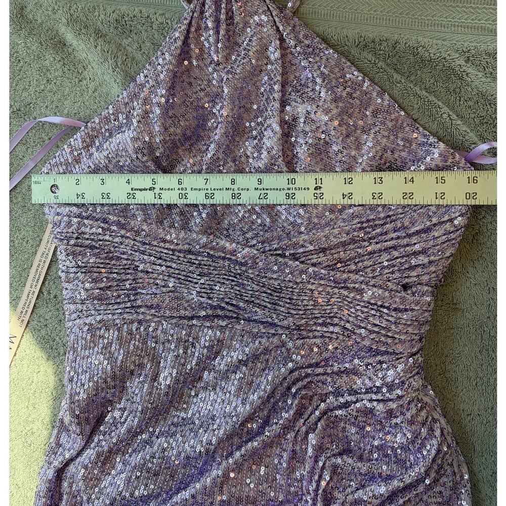 NWT Size 6 Mac Duggal Lilac sequined Halter Dress 27128 - Picture 3 of 9